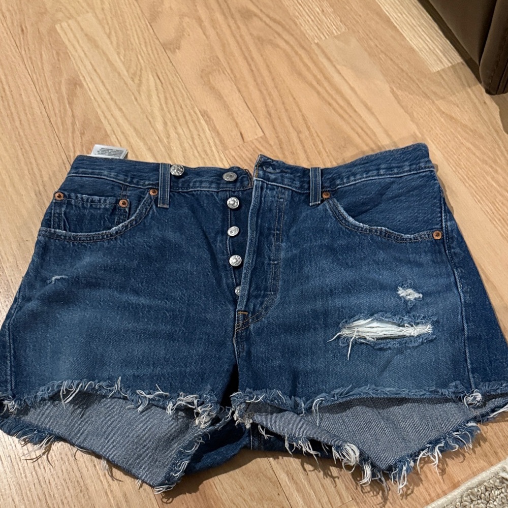 Levi's Blue Distressed Jean Shorts